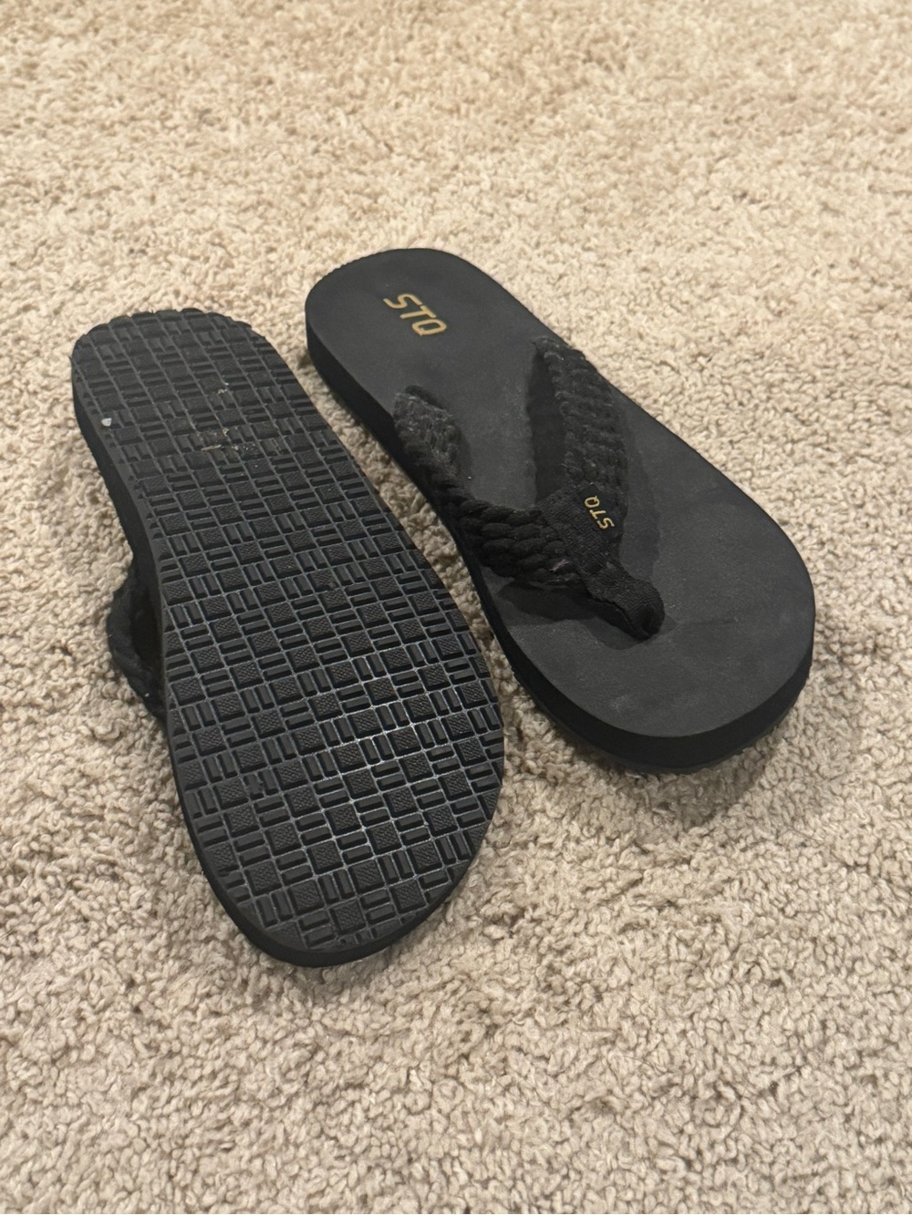 5/$40 Black Braided Strap Flip Flops for Women - Picture 2 of 2